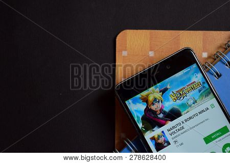 Bekasi, West Java, Indonesia. January 15, 2019 : Naruto X Boruto Ninja Voltage Dev App On Smartphone
