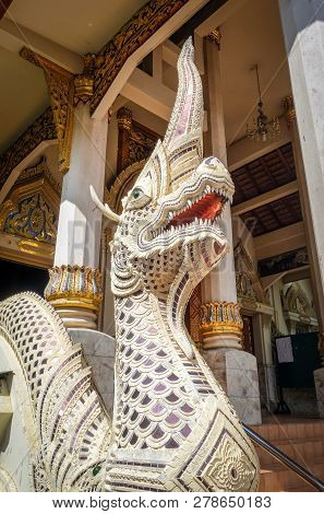 Dragon Statue In Wat Chomphu Temple, Chiang Mai, Thailand