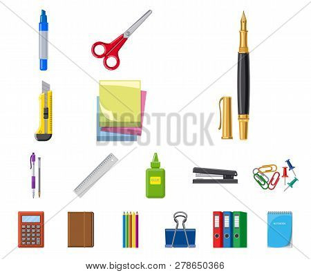Vector Design Of Office And Supply Symbol. Set Of Office And School Stock Symbol For Web.