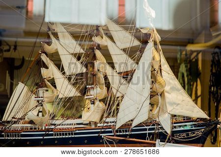 Mini Size  Little Colorful Model Sailboat In View