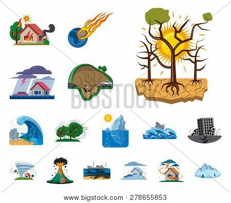 Isolated Object Of Natural And Disaster Sign. Collection Of Natural And Risk Vector Icon For Stock.