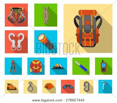 Vector Design Of Mountaineering And Peak Icon. Set Of Mountaineering And Camp Stock Vector Illustrat