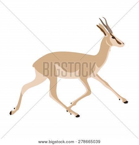 Running Antelope,vector Illustration ,flat Style, Profile View