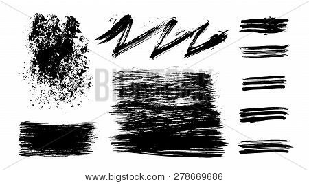 Brush Strokes Set Hand Drawn Scribble Abstract Vector Illustration. Border Design Template.