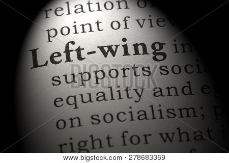 Fake Dictionary, Dictionary Definition Of The Word Left-wing. Including Key Descriptive Words.