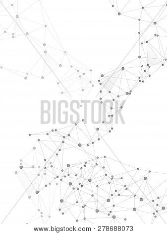 Gometric Plexus Structure Cybernetic Concept. Network Nodes Greyscale Plexus Background. Coordinates