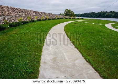 Garden Of Destinies Is A Monumental Architectural Ensemble On The Daugava Island In Koknese. Scenery
