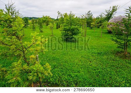 Garden Of Destinies Is A Monumental Architectural Ensemble On The Daugava Island In Koknese. Garden 