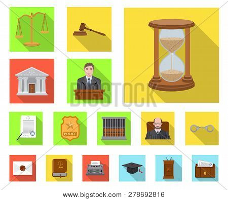Vector Illustration Of Law And Lawyer Symbol. Set Of Law And Justice Stock Symbol For Web.