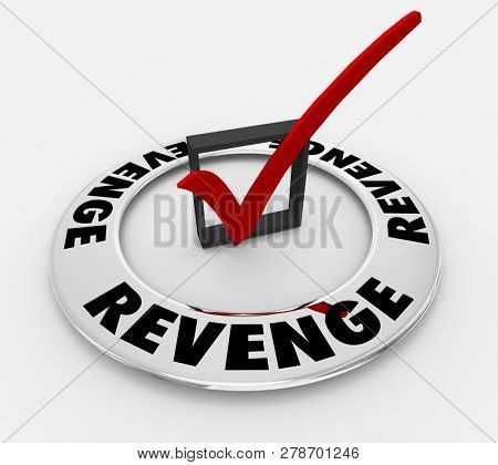 Revenge Payback Word Check Mark Box 3d Illustration