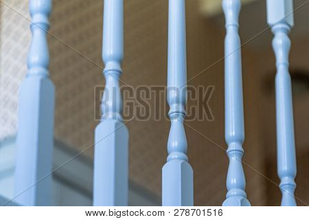 Blurred Railings In Empty Hotel Hallway - Background Texture