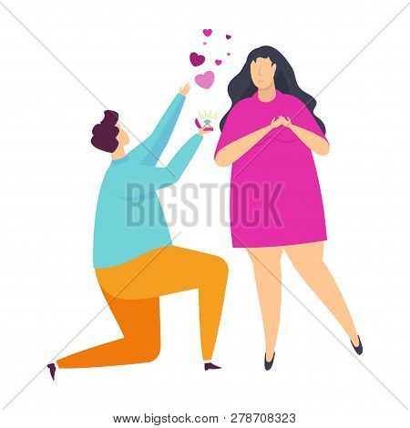 Happy Couple Of Young People In Love. Characters For Valentine Day.