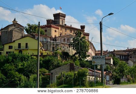 Barolo, Province Of Cuneo, Piedmont, Italy. July 2018. View On The Historical Center Of Barolo