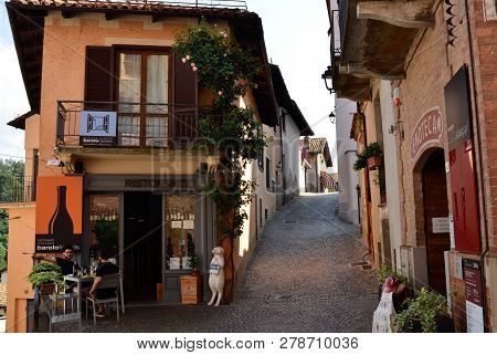 Barolo, Province Of Cuneo, Piedmont, Italy. July 2018. The Alleys Of The Old Town.