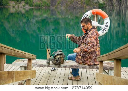 Stryn, Norway - 26.06.2018: Fisherman On Oppstrynsvatn Is A Lake In The Municipality Of Stryn In Sog