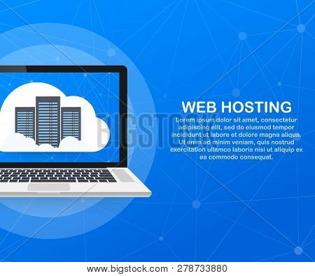 Web Hosting Concept With Cloud Computing Icons Design. Vector Stock Illustration.