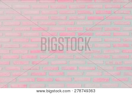 Pastal Pink And White Brick Wall Texture Background.