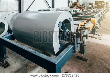 Worksop With Machinery Tools And Equipment, Rolls Of Galvanized Steel For Production Metal Pipes And