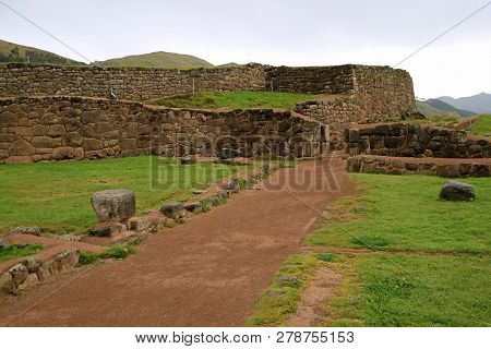 Puka Pukara Or Red Fortress, The Remains Of Military Architecture Of The Inca Empire In Cusco Region