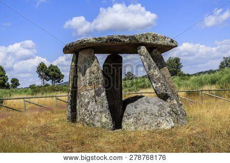 The Dolmen Of Matanca, Or Slaughter, Near Fornos De Algodres, Portugal, Is A Burial Chamber With Nin