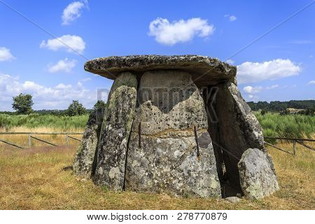 The Dolmen Of Matanca, Or Slaughter, Near Fornos De Algodres, Portugal, Is A Burial Chamber With Nin