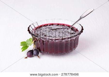 Jam From Black Gooseberry Cherniy Negus On White