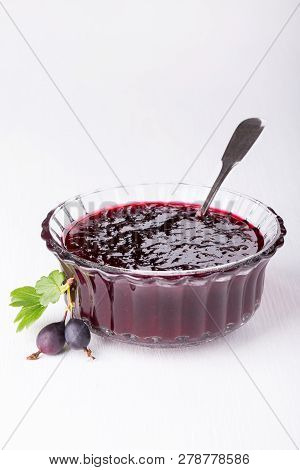 Jam From Black Gooseberry Cherniy Negus On White