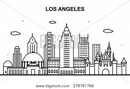 Los Angeles City Tour Cityscape Skyline Line Outline Illustration
