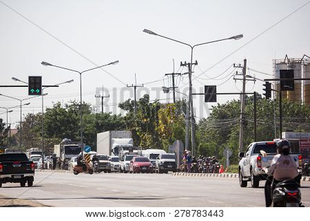 Car And Traffic On Highway Road Near Juction.