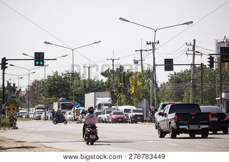 Car And Traffic On Highway Road Near Juction.