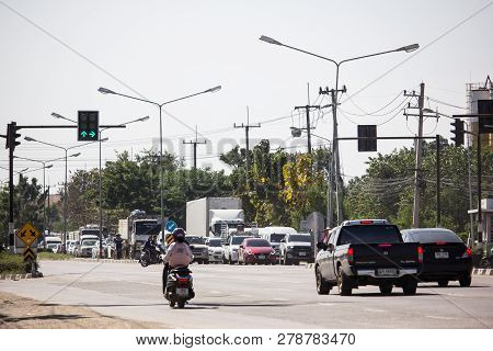 Car And Traffic On Highway Road Near Juction.