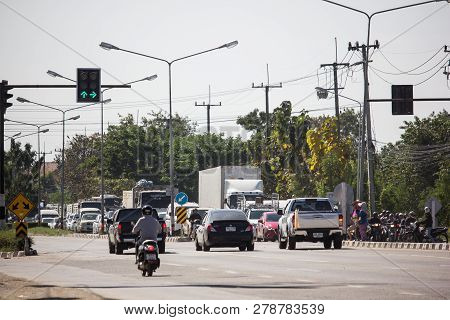 Car And Traffic On Highway Road Near Juction.