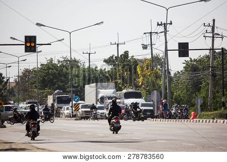 Car And Traffic On Highway Road Near Juction.