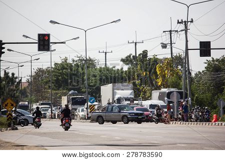 Car And Traffic On Highway Road Near Juction.