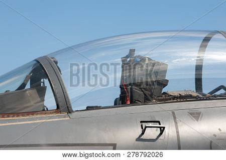 Military Jet Fighter Canopy And Ejector Seat Closeup