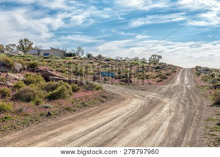 Tankwa Karoo National Park, South Africa, August 31, 2018: Entrance To The Gannaga Lodge In The Tank