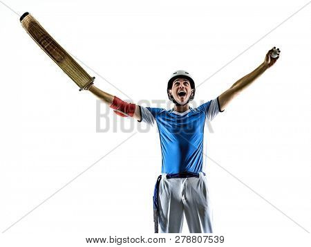 one caucasian Jai alai Basque pelota Cesta Punta player man isolated on white background silhouette