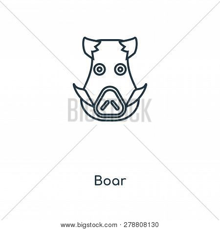 Boar Icon In Trendy Design Style. Boar Icon Isolated On White Background. Boar Vector Icon Simple An