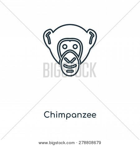 Chimpanzee Icon In Trendy Design Style. Chimpanzee Icon Isolated On White Background. Chimpanzee Vec