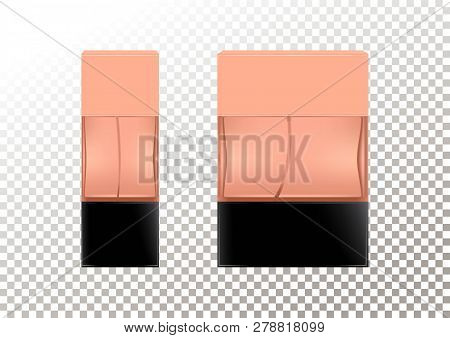 Vector Realistic Bottles For Cosmetic Products, Perfume, Toilet Water.transparent Flacon With A Blac