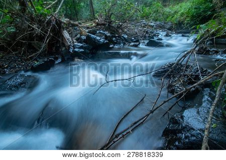 The Small Waterfall  In Nature Forest. Omkoi, Chiang Mai Province, Thailand