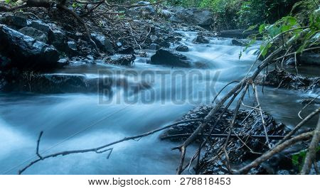 The Small Waterfall  In Nature Forest. Omkoi, Chiang Mai Province, Thailand