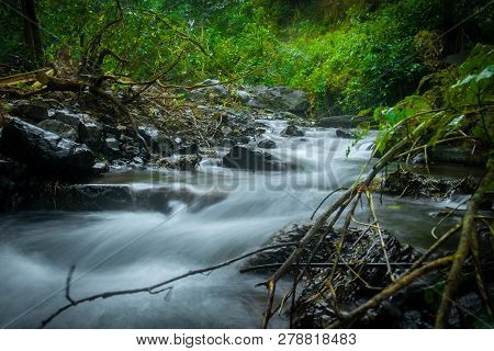 The Small Waterfall  In Nature Forest. Omkoi, Chiang Mai Province, Thailand