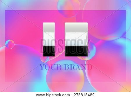 Vector Realistic Bottles For Cosmetic Products, Perfume, Toilet Water.transparent Flacon With A Blac