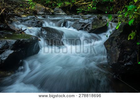 The Small Waterfall  In Nature Forest. Omkoi, Chiang Mai Province, Thailand