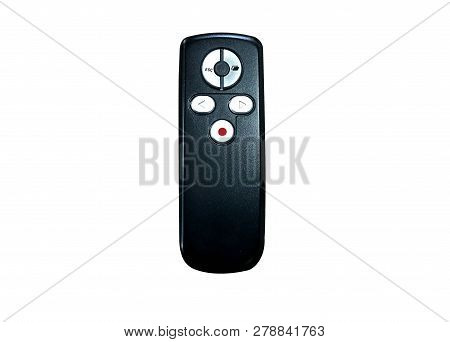Isolated Pointer Device For Control Slide On White Background, Black Pointer In Office, Office Devic