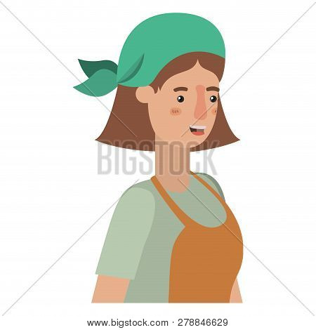 Woman Gardener With Apron Avatar Character Vector Illustration Desing