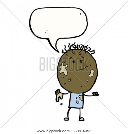 cartoon messy dirty doodle boy