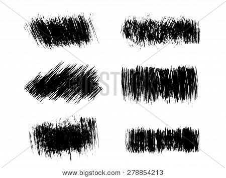 Brush Strokes Set Hand Drawn Scribble Abstract Vector Illustration. Border Design Template.