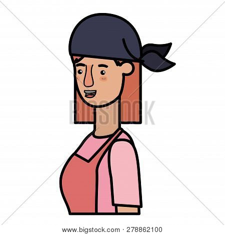 Woman Gardener With Apron Avatar Character Vector Illustration Desing